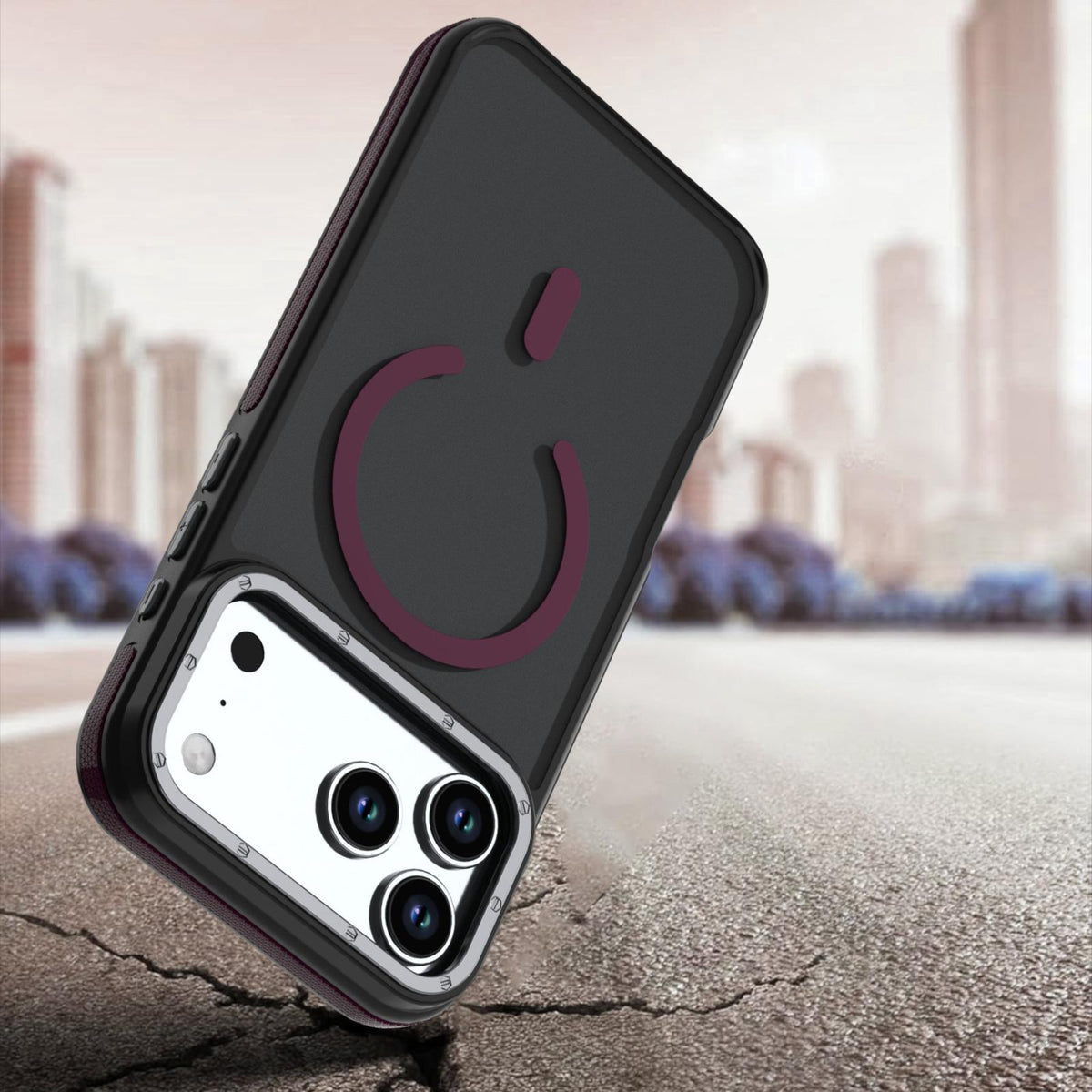 Compatible with iPhone 18 Pro Dual Color Skin Feel Magnetic Phone Case - Wine Red