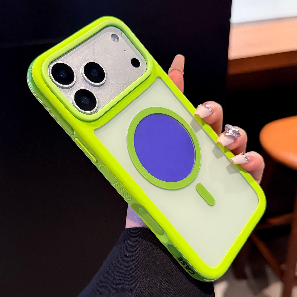 Compatible with iPhone 18 Pro Color Blocked 2 in 1 PC Dual-Layer TPU Magnetic Phone Case - Green + Purple