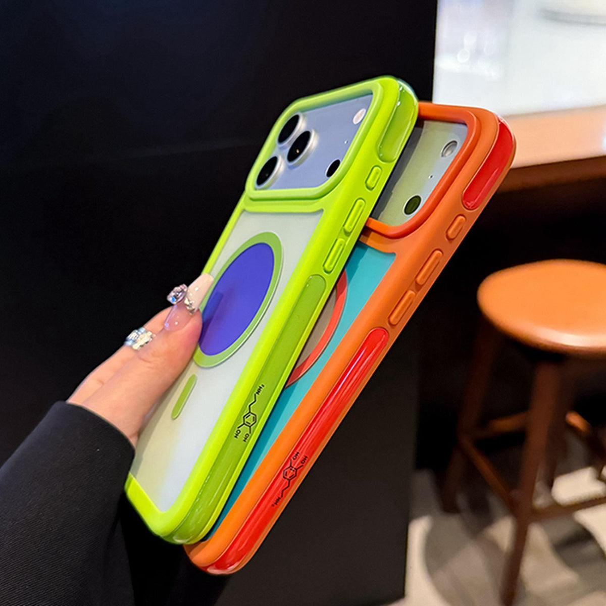 Compatible with iPhone 18 Pro Max Color Blocked 2 in 1 PC Dual-Layer TPU Magnetic Phone Case - Blue + Pink