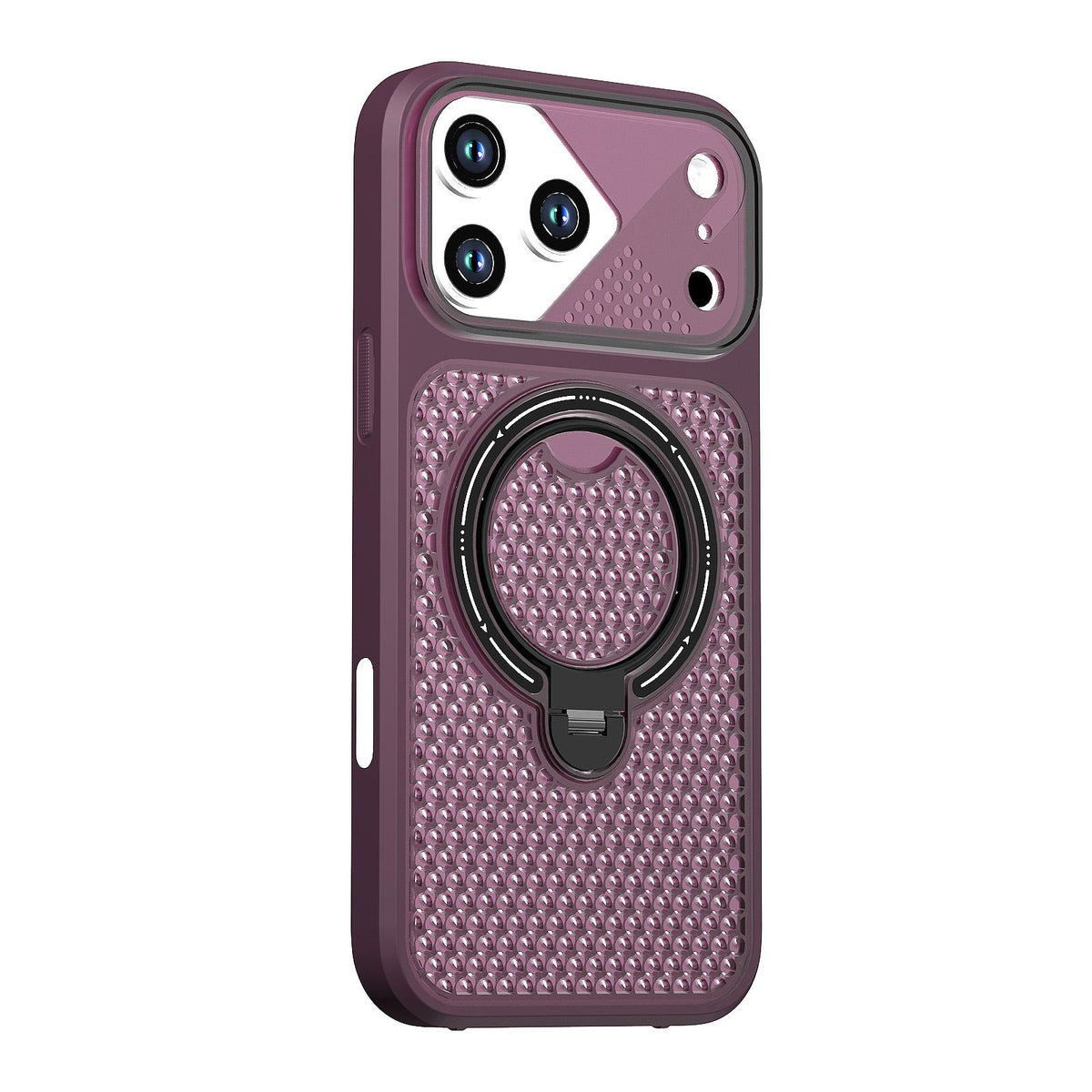 Compatible with iPhone 18 Pro Max Colored Cooling 360 Degree Rotation Ring Holder Magnetic Phone Case - Red
