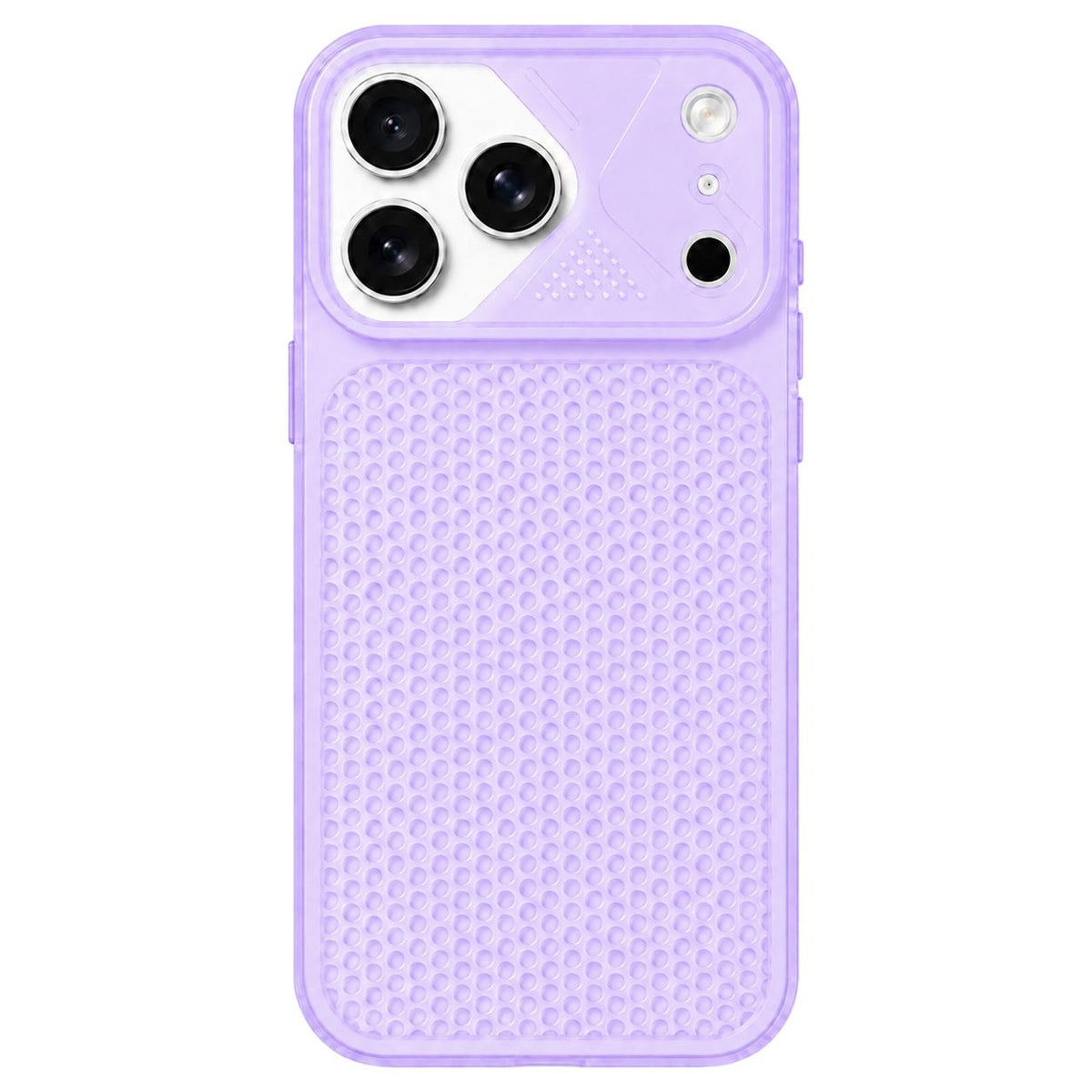 Compatible with iPhone 18 Pro Mecha Style Heat Dissipation Mesh TPU Phone Case - Transparent Purple