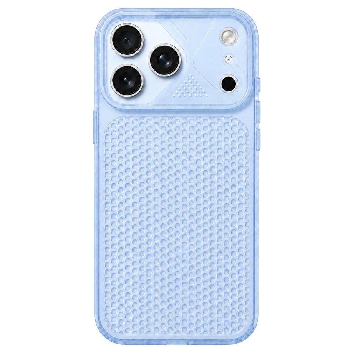 Compatible with iPhone 18 Pro Max Mecha Style Heat Dissipation Mesh TPU Phone Case - Transparent Blue