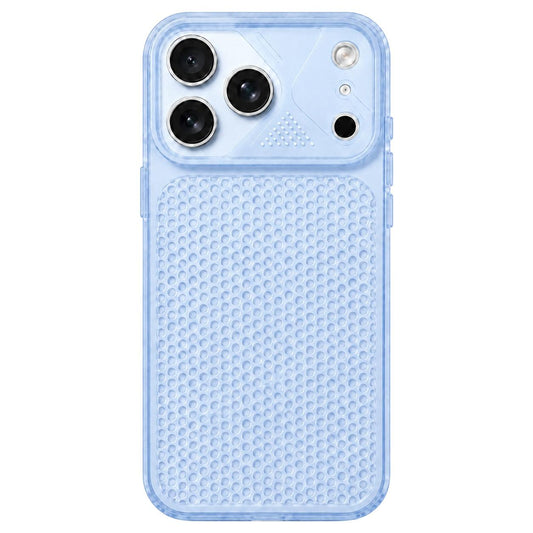 Compatible with iPhone 18 Pro Max Mecha Style Heat Dissipation Mesh TPU Phone Case - Transparent Blue