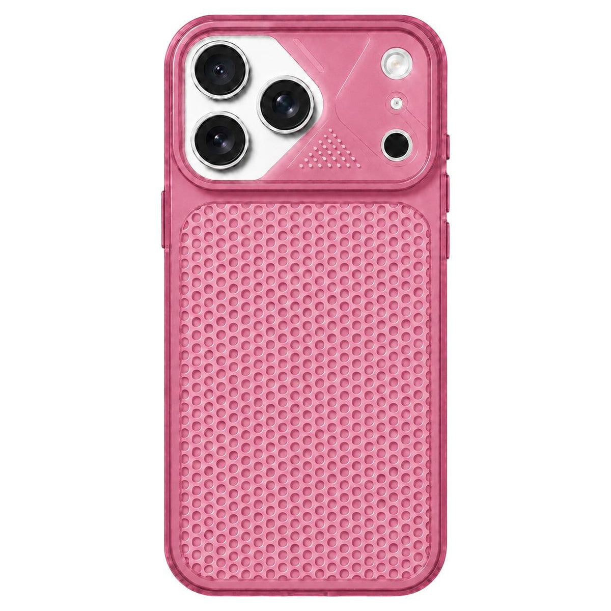 Compatible with iPhone 18 Pro Max Mecha Style Heat Dissipation Mesh TPU Phone Case - Transparent Red