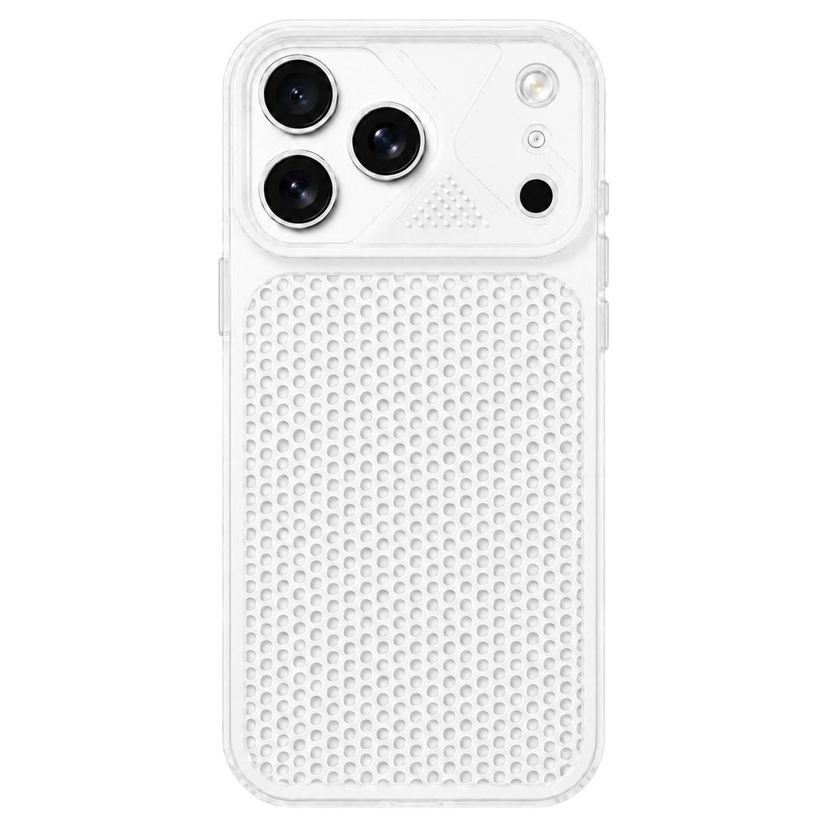 Compatible with iPhone 18 Pro Max Mecha Style Heat Dissipation Mesh TPU Phone Case - Transparent White