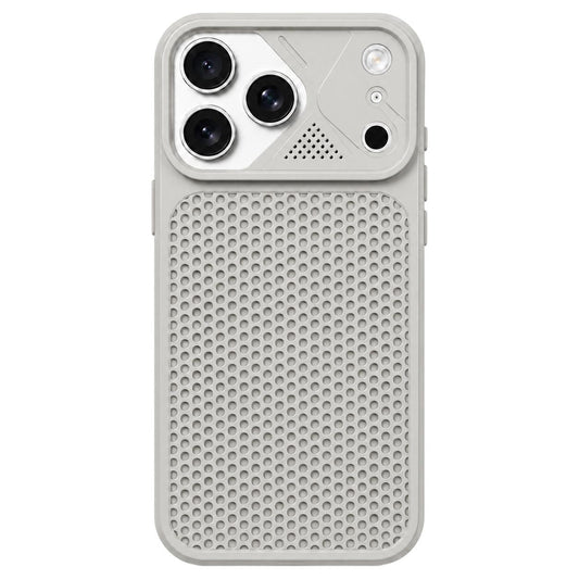 Compatible with iPhone 18 Pro Max Mecha Style Heat Dissipation Mesh TPU Phone Case - Titanium Gray