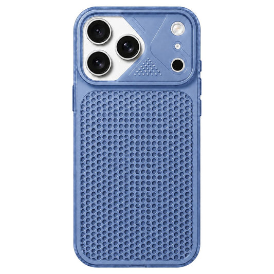Compatible with iPhone 18 Pro Max Mecha Style Heat Dissipation Mesh TPU Phone Case - Transparent Dark Blue