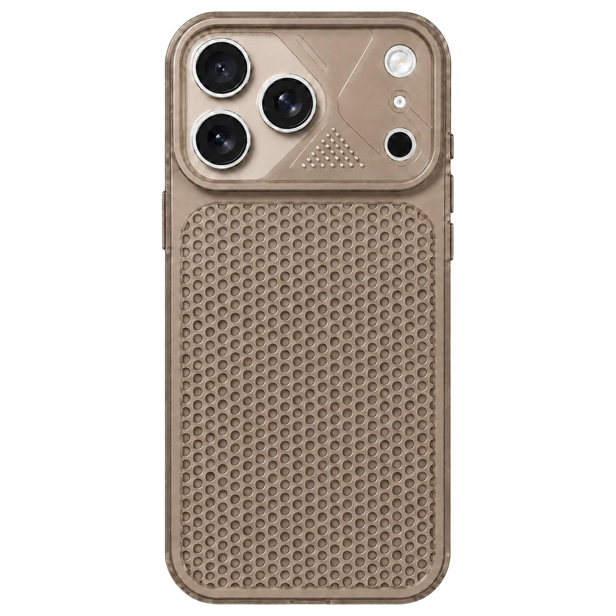 Compatible with iPhone 18 Pro Max Mecha Style Heat Dissipation Mesh TPU Phone Case - Transparent Grey
