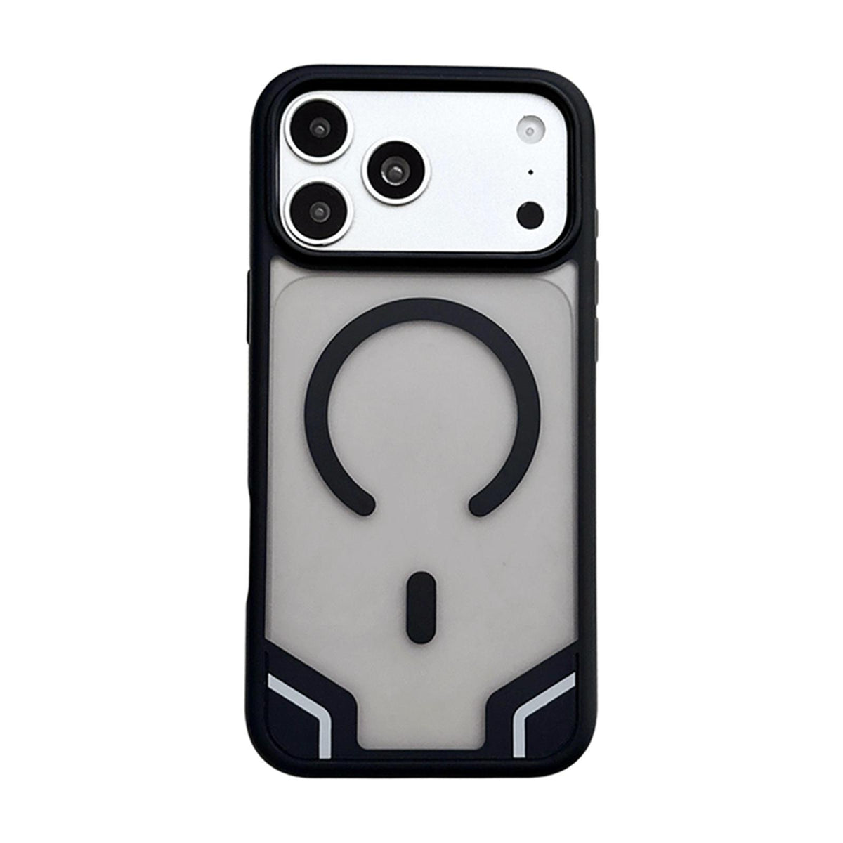 Compatible with iPhone 18 Pro Max Armor 2 in 1 TPU Dual-Layer PC Frosted Magnetic Phone Case - Black