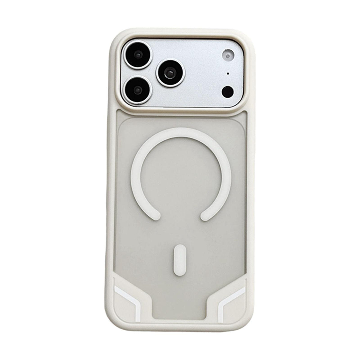 Compatible with iPhone 18 Pro Max Armor 2 in 1 TPU Dual-Layer PC Frosted Magnetic Phone Case - White