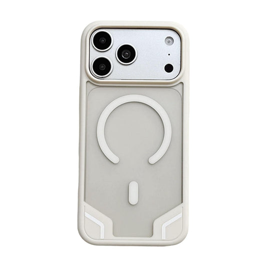 Compatible with iPhone 18 Pro Max Armor 2 in 1 TPU Dual-Layer PC Frosted Magnetic Phone Case - White