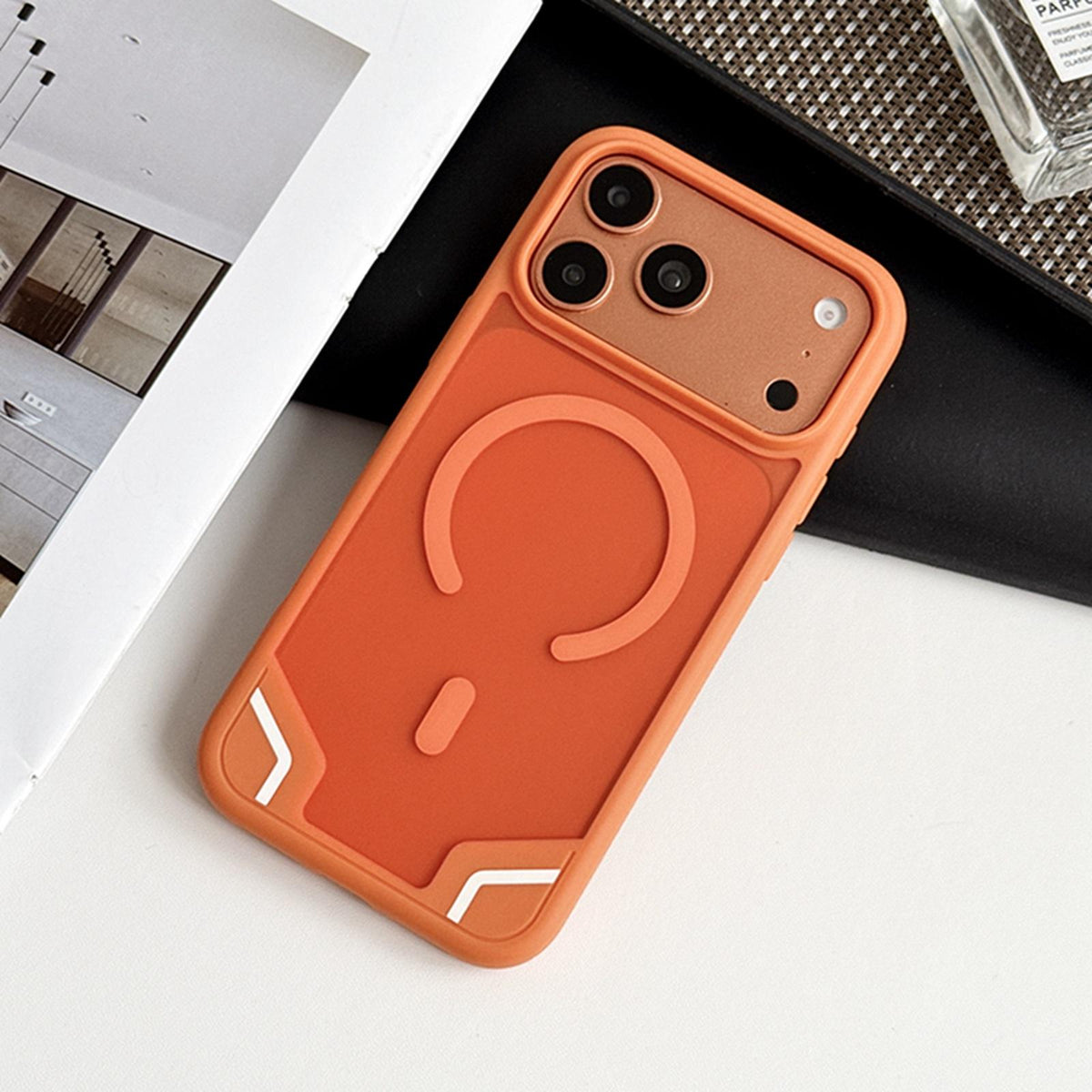 Compatible with iPhone 18 Pro Max Armor 2 in 1 TPU Dual-Layer PC Frosted Magnetic Phone Case - Orange