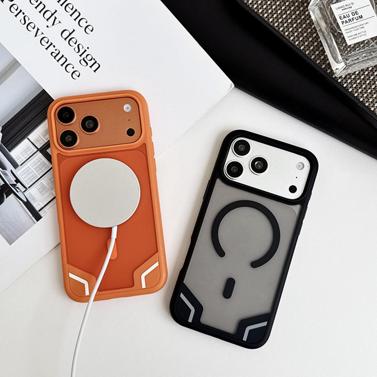 Compatible with iPhone 18 Pro Armor 2 in 1 TPU Dual-Layer PC Frosted Magnetic Phone Case - Red