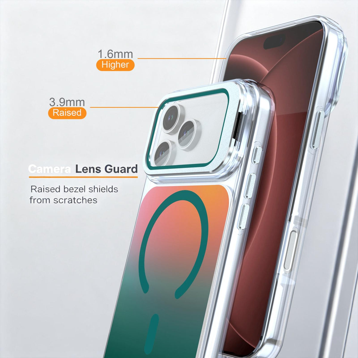 Compatible with iPhone 18 Pro Max Gradient Discolor Lens Protector Kickstand Magnetic Phone Case - Green