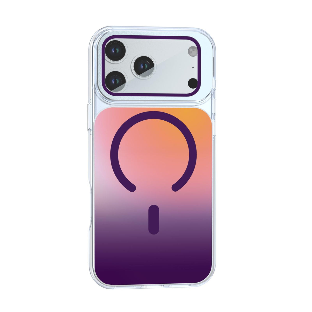 Compatible with iPhone 18 Pro Max Gradient Discolor Lens Protector Kickstand Magnetic Phone Case - Purple