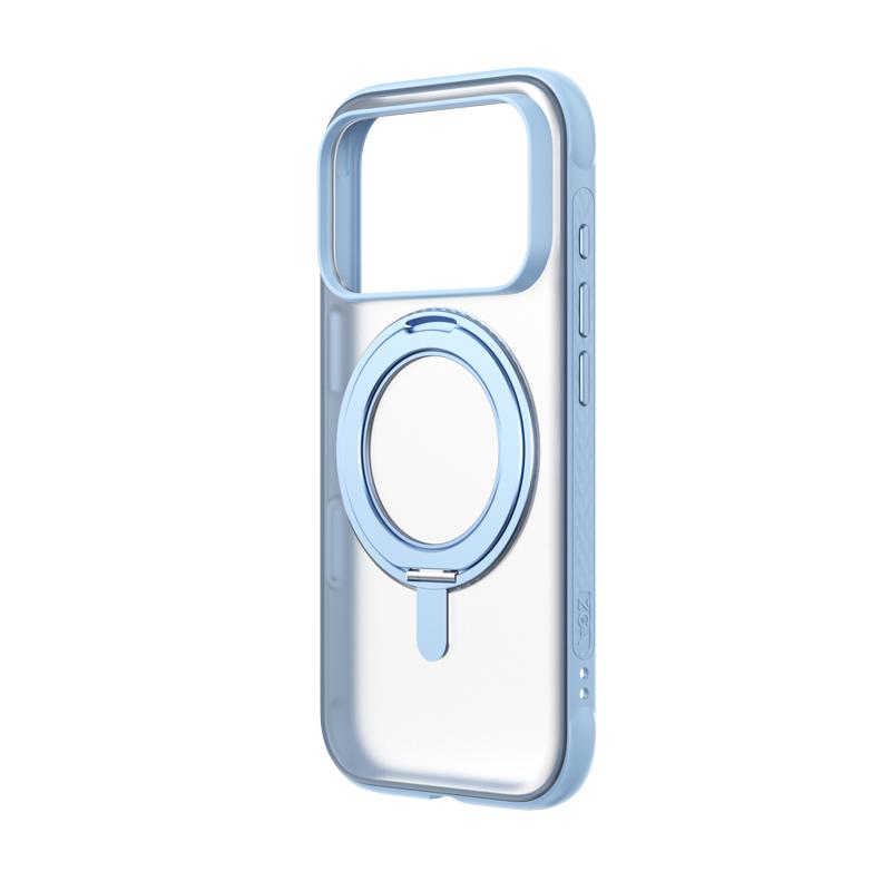 Compatible with iPhone 18 Pro ZGA Feitian 360 Rotation Holder Magsafe PC Dual-Layer TPU Phone Case - Light Blue