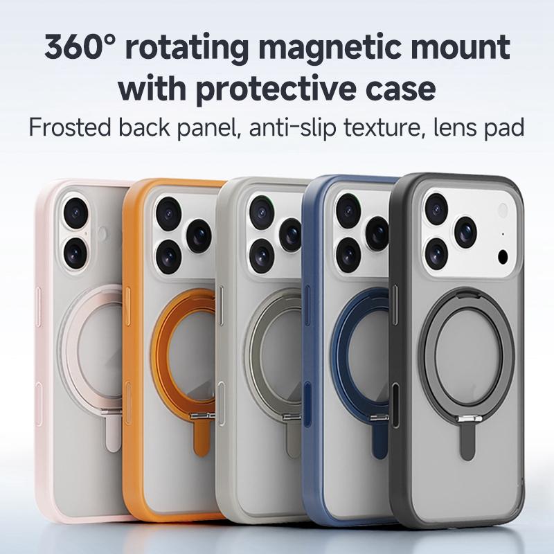 Compatible with iPhone 18 Pro Max ZGA Feitian 360 Rotation Holder Magsafe PC Dual-Layer TPU Phone Case - Wine Red
