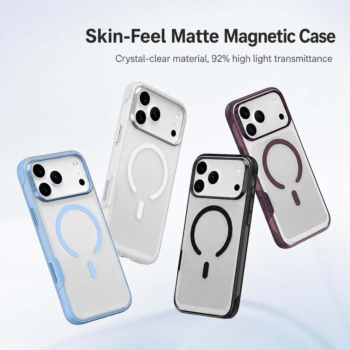 Compatible with iPhone 18 Pro Max ZGA Color Enhanced Skin Feel PC Dual-Layer TPU Magnetic Phone Case - White