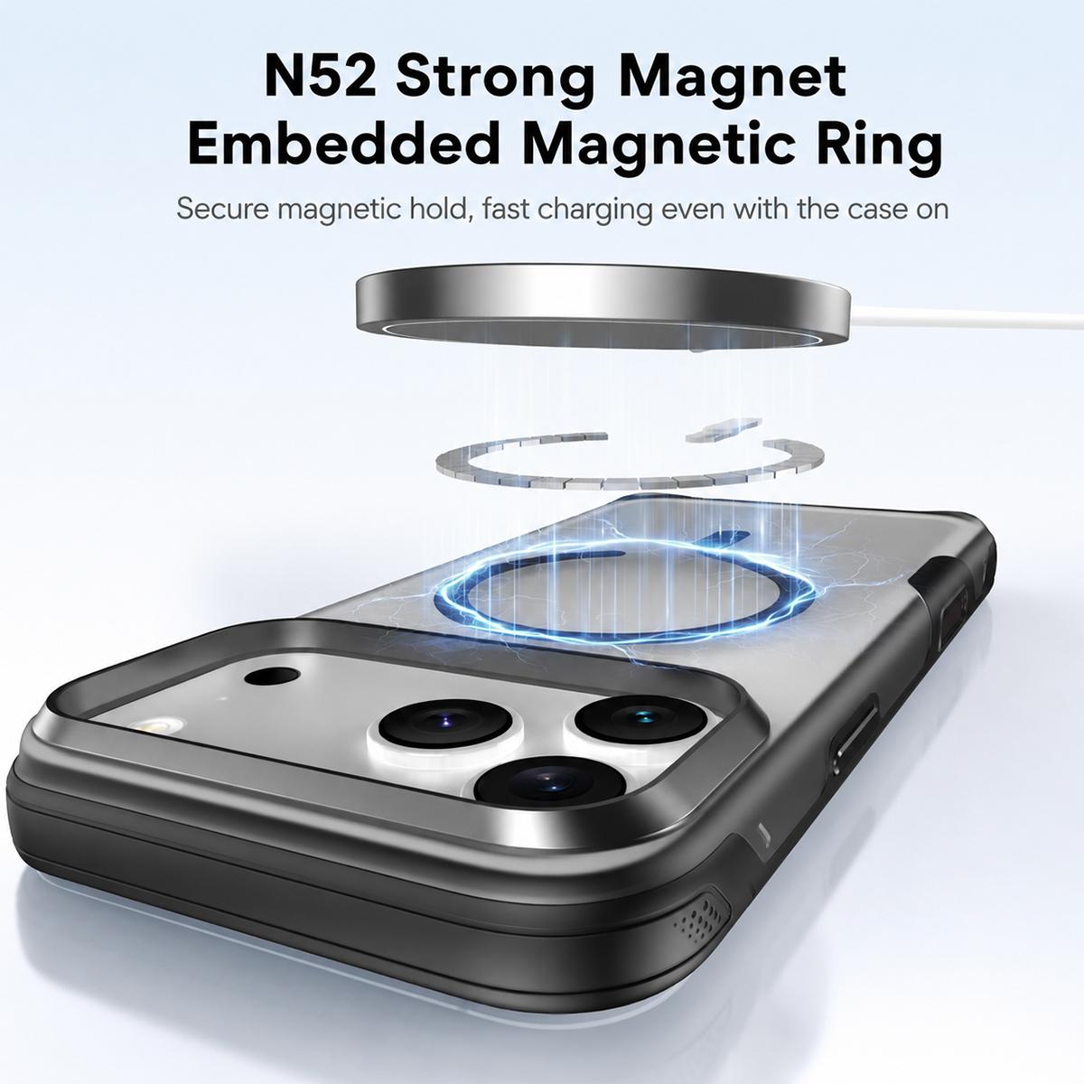 Compatible with iPhone 18 Pro Max ZGA Color Enhanced Skin Feel PC Dual-Layer TPU Magnetic Phone Case - White