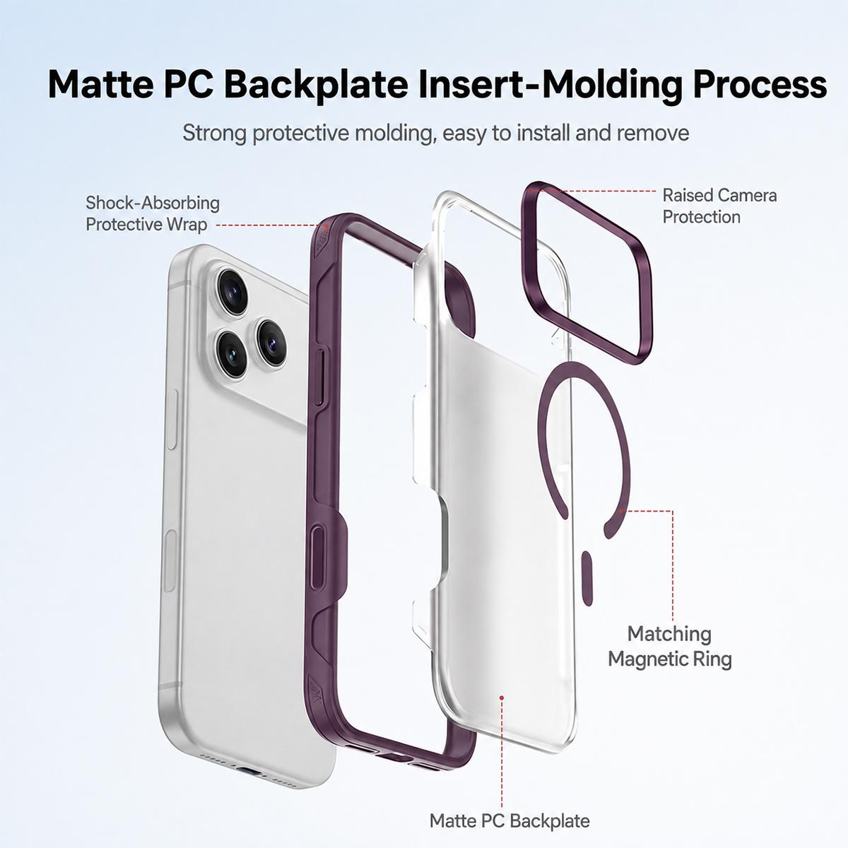 Compatible with iPhone 18 Pro Max ZGA Color Enhanced Skin Feel PC Dual-Layer TPU Magnetic Phone Case - Black