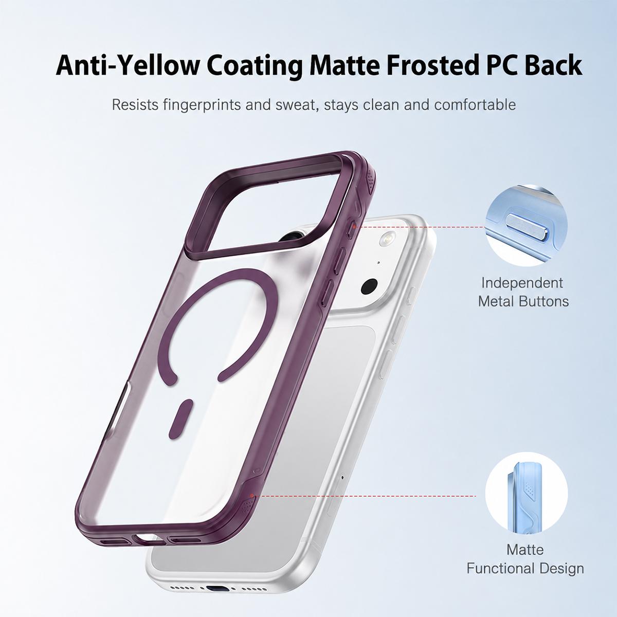 Compatible with iPhone 18 Pro Max ZGA Color Enhanced Skin Feel PC Dual-Layer TPU Magnetic Phone Case - Light Blue