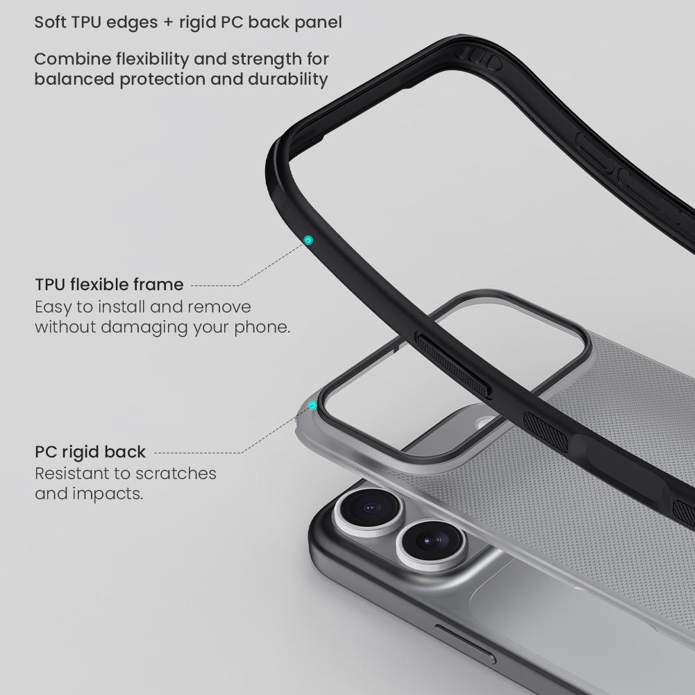 Compatible with iPhone 18 Pro NILLKIN Frosted Shield Pro PC + TPU Phone Case - Transparent Black