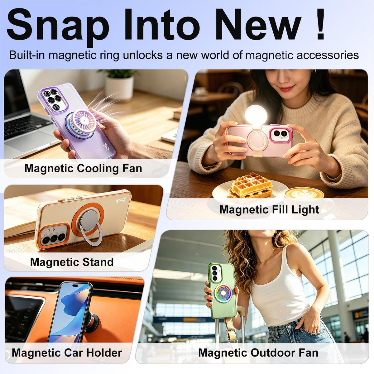 Compatible with iPhone 18 Pro Max imak Candy Series Magnetic Shockproof Phone Case - Black