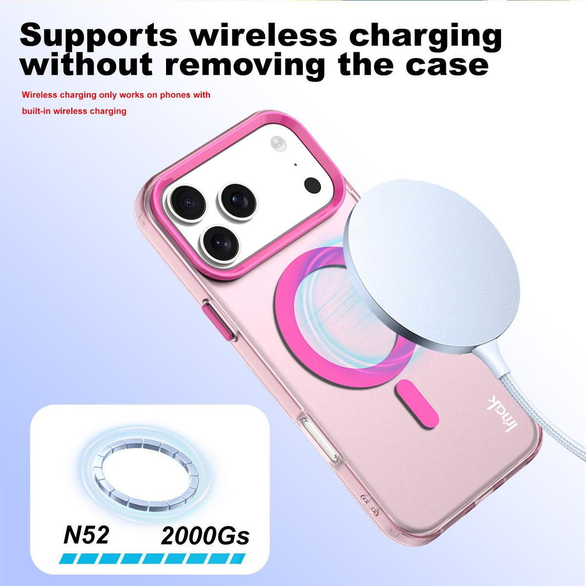 Compatible with iPhone 18 Pro Max imak Candy Series Magnetic Shockproof Phone Case - Pink