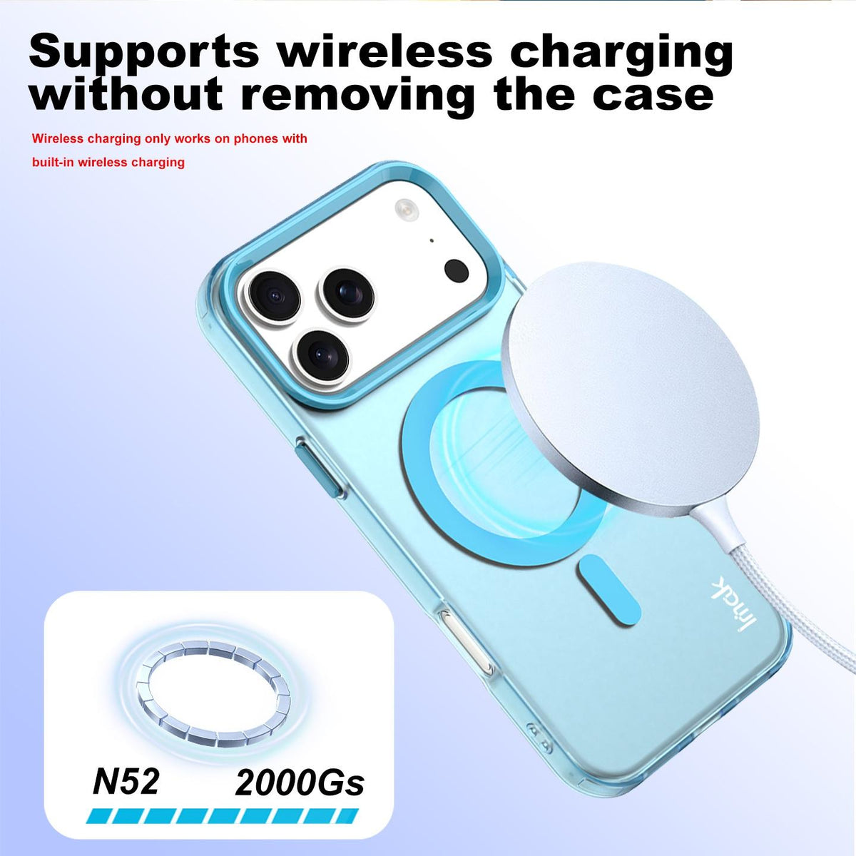 Compatible with iPhone 18 Pro imak Candy Series Magnetic Shockproof Phone Case - Blue
