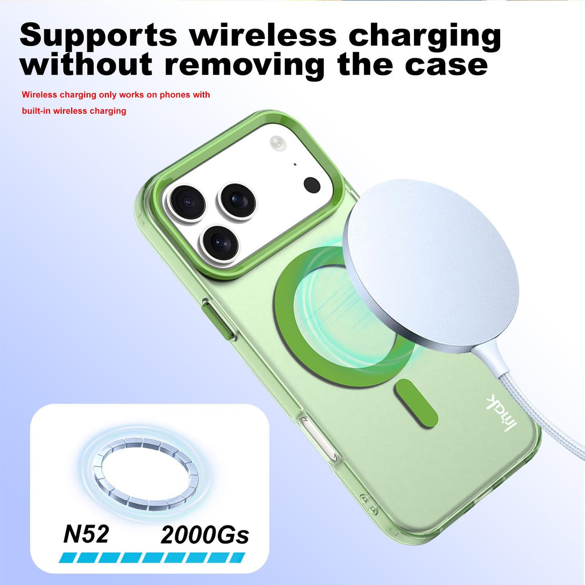 Compatible with iPhone 18 Pro imak Candy Series Magnetic Shockproof Phone Case - Green