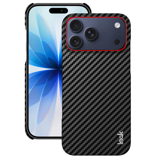 Compatible with iPhone 18 Pro Max imak Ruiyi Series Red Ring Carbon Fiber Texture Phone Case - Black