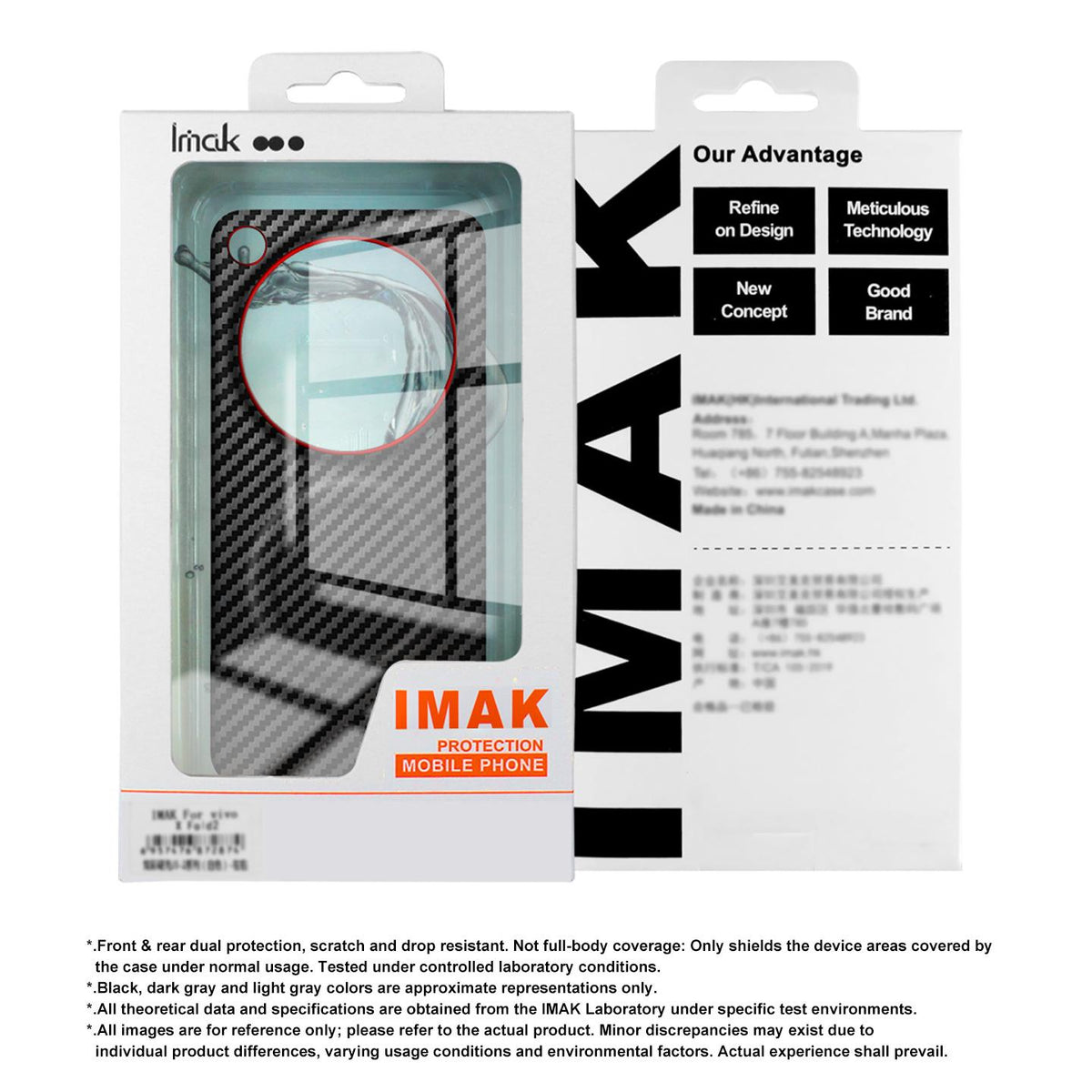 Compatible with iPhone 18 Pro Max imak Ruiyi Series Red Ring Carbon Fiber Texture Magnetic Phone Case - Black