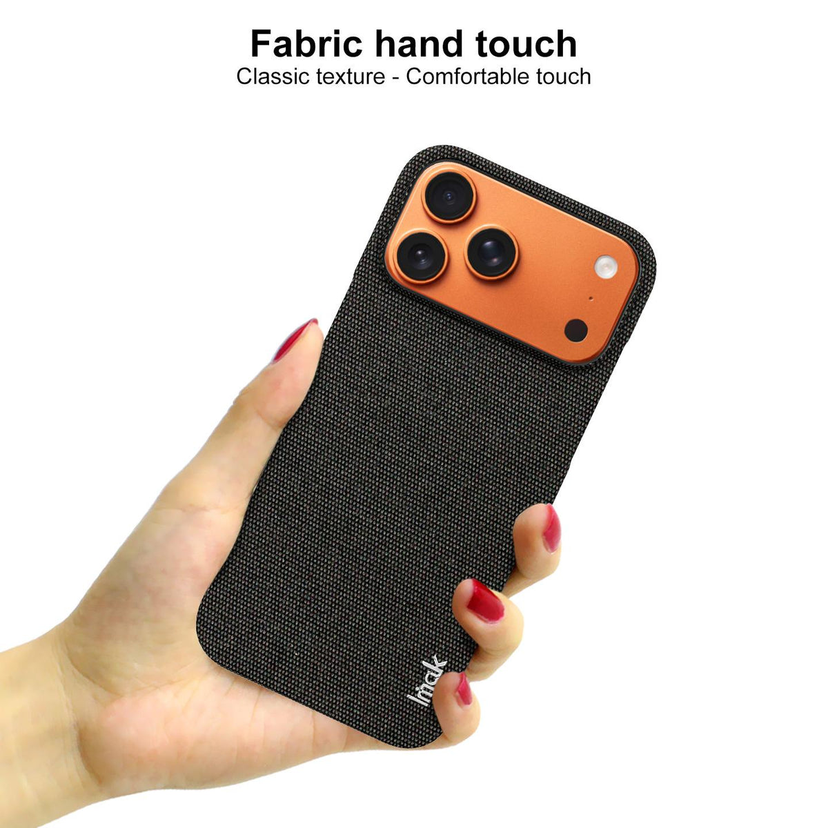 Compatible with iPhone 18 Pro Max imak Ruiyi Series Cloth Texture PU + PC Phone Case - Black