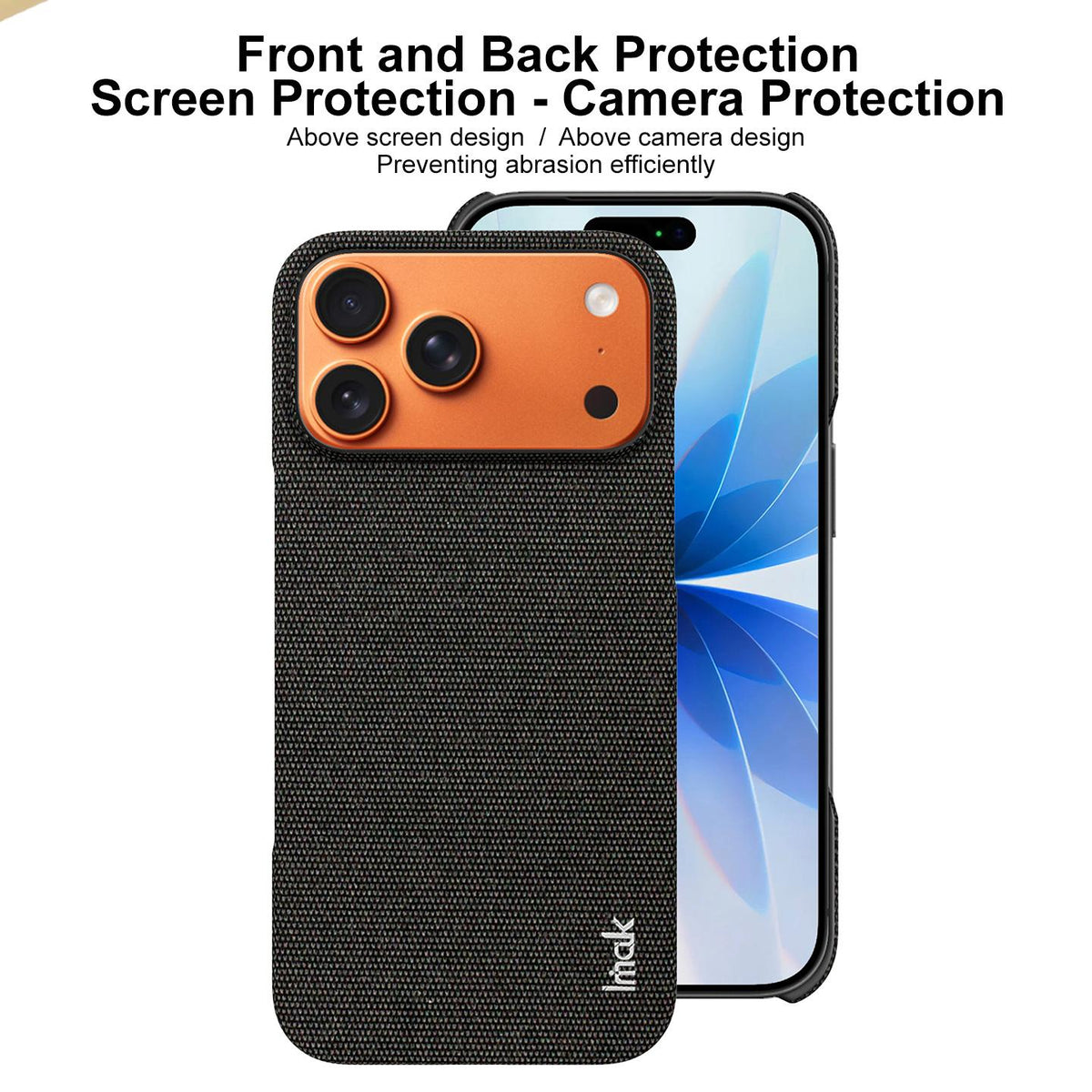 Compatible with iPhone 18 Pro Max imak Ruiyi Series Cloth Texture PU + PC Phone Case - Black