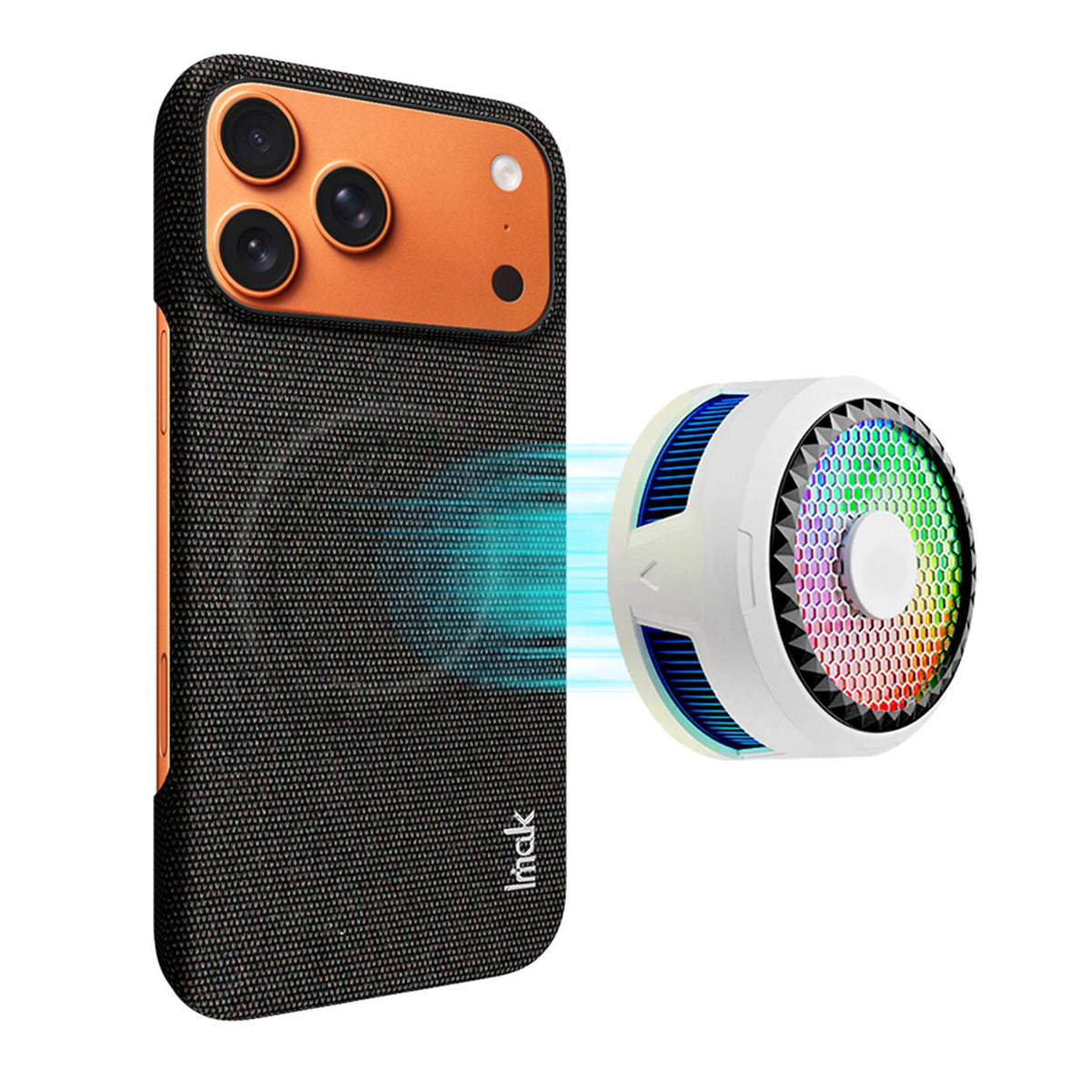 Compatible with iPhone 18 Pro Max imak Ruiyi Series Fabric Texture Magnetic Phone Case - Black