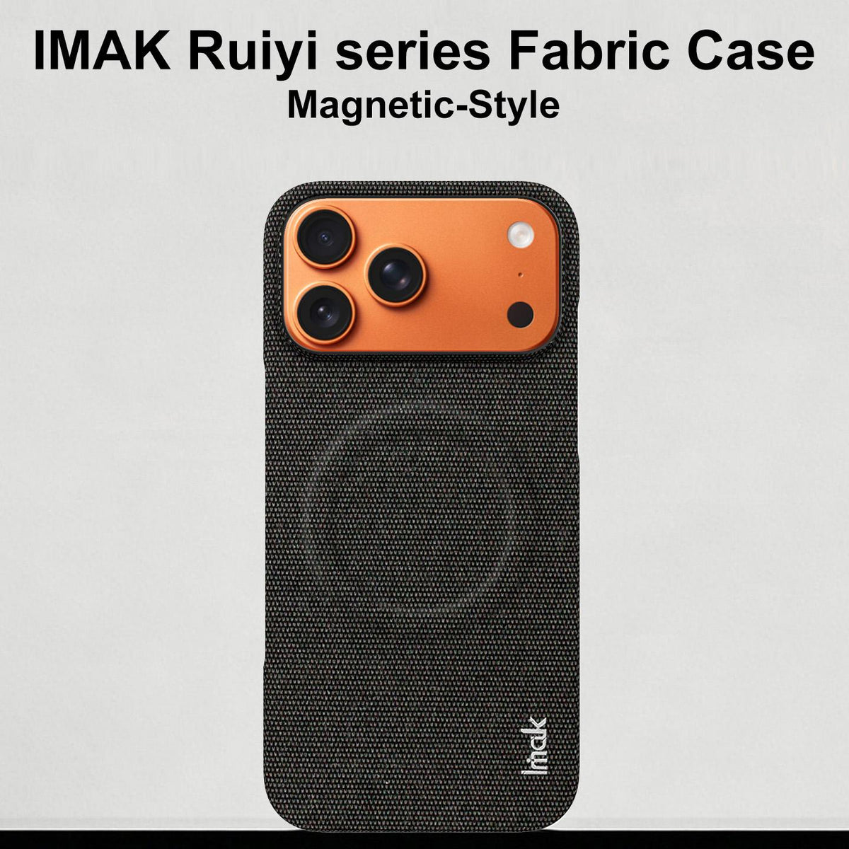 Compatible with iPhone 18 Pro Max imak Ruiyi Series Fabric Texture Magnetic Phone Case - Black