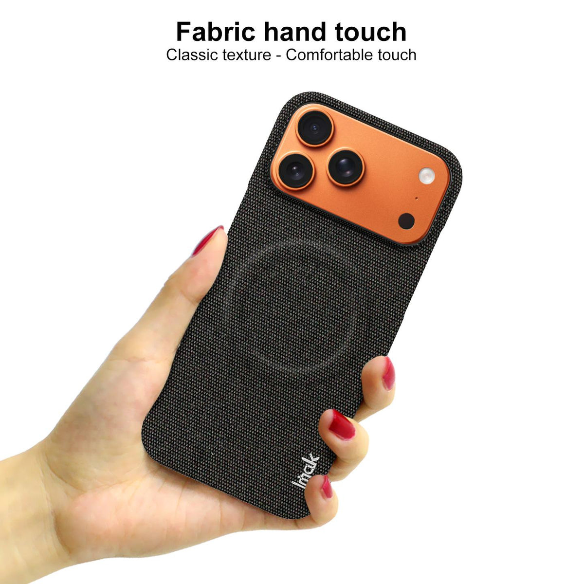 Compatible with iPhone 18 Pro Max imak Ruiyi Series Fabric Texture Magnetic Phone Case - Black