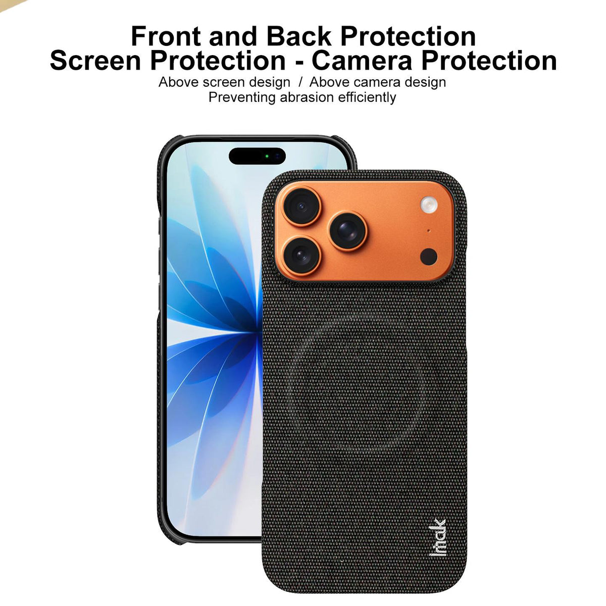 Compatible with iPhone 18 Pro Max imak Ruiyi Series Fabric Texture Magnetic Phone Case - Black
