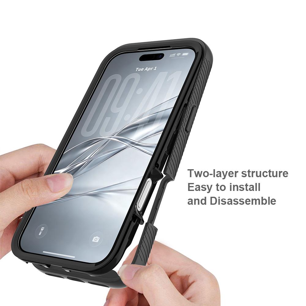 Compatible with iPhone 18 Pro Max Starry Sky Solid Color Shockproof TPU Clear PC Phone Case - Black