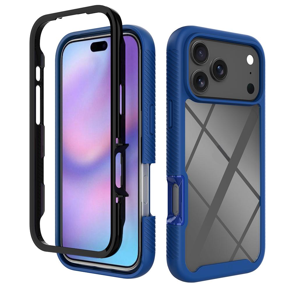 Compatible with iPhone 18 Pro Max Starry Sky Solid Color Shockproof TPU Clear PC Phone Case - Dark Blue