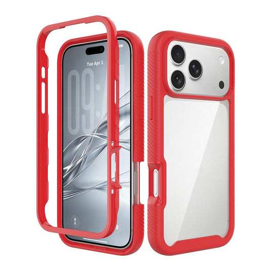 Compatible with iPhone 18 Pro Max Starry Sky Solid Color Shockproof TPU Clear PC Phone Case - Red