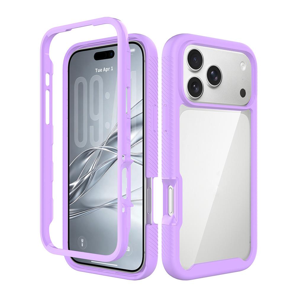 Compatible with iPhone 18 Pro Max Starry Sky Solid Color Shockproof TPU Clear PC Phone Case - Purple