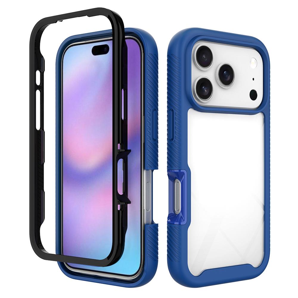 Compatible with iPhone 18 Pro Starry Sky Solid Color Shockproof TPU Clear PC Phone Case - Dark Blue