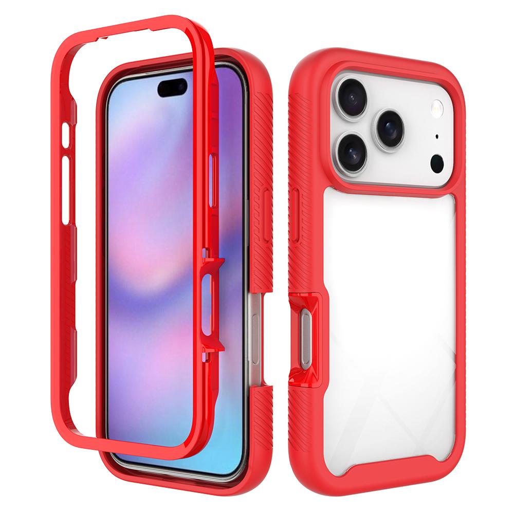 Compatible with iPhone 18 Pro Starry Sky Solid Color Shockproof TPU Clear PC Phone Case - Red