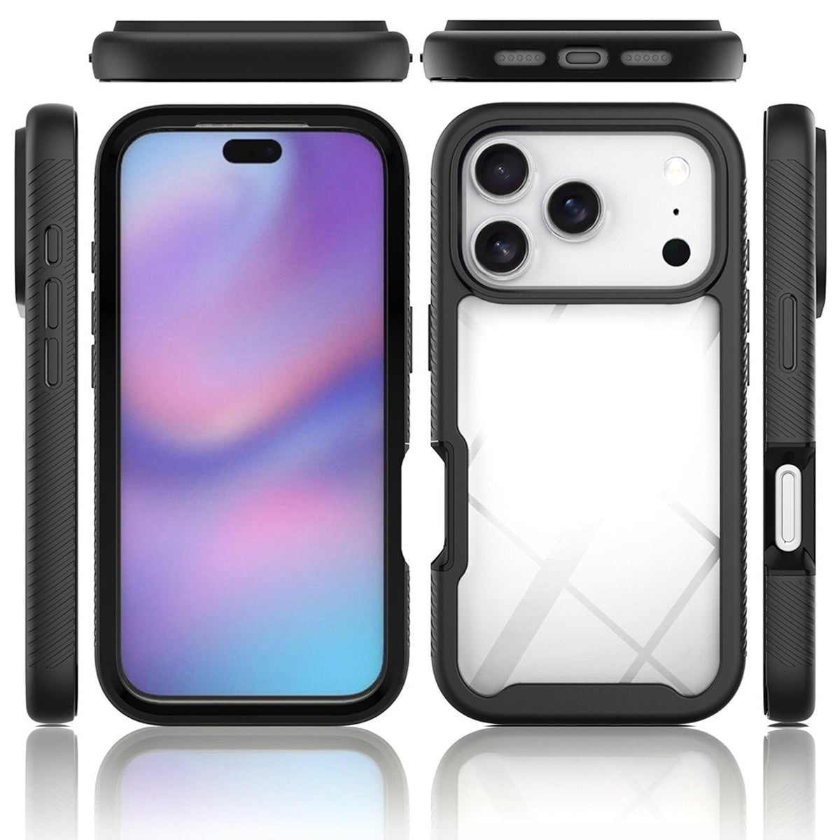 Compatible with iPhone 18 Pro Starry Sky Solid Color Shockproof TPU Clear PC Phone Case - Red