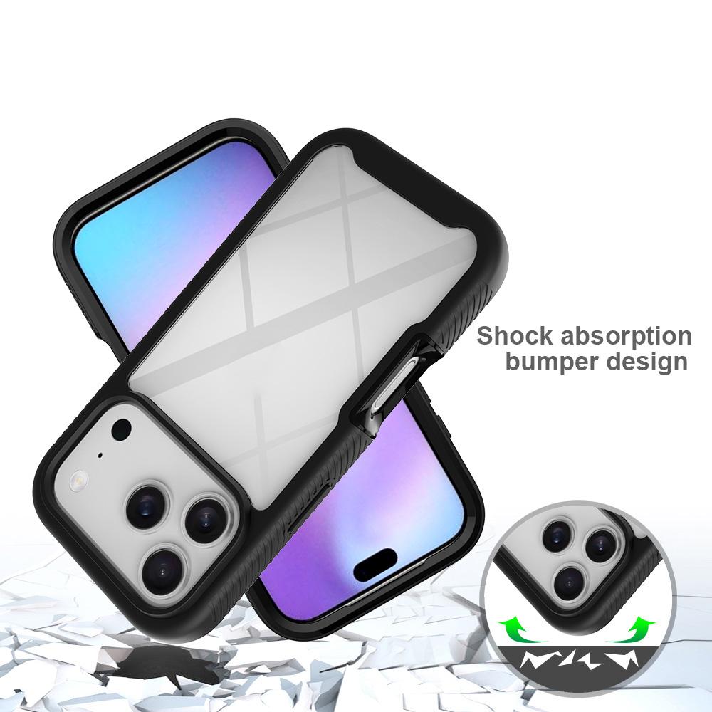 Compatible with iPhone 18 Pro Starry Sky Solid Color Shockproof TPU Clear PC Phone Case - Red