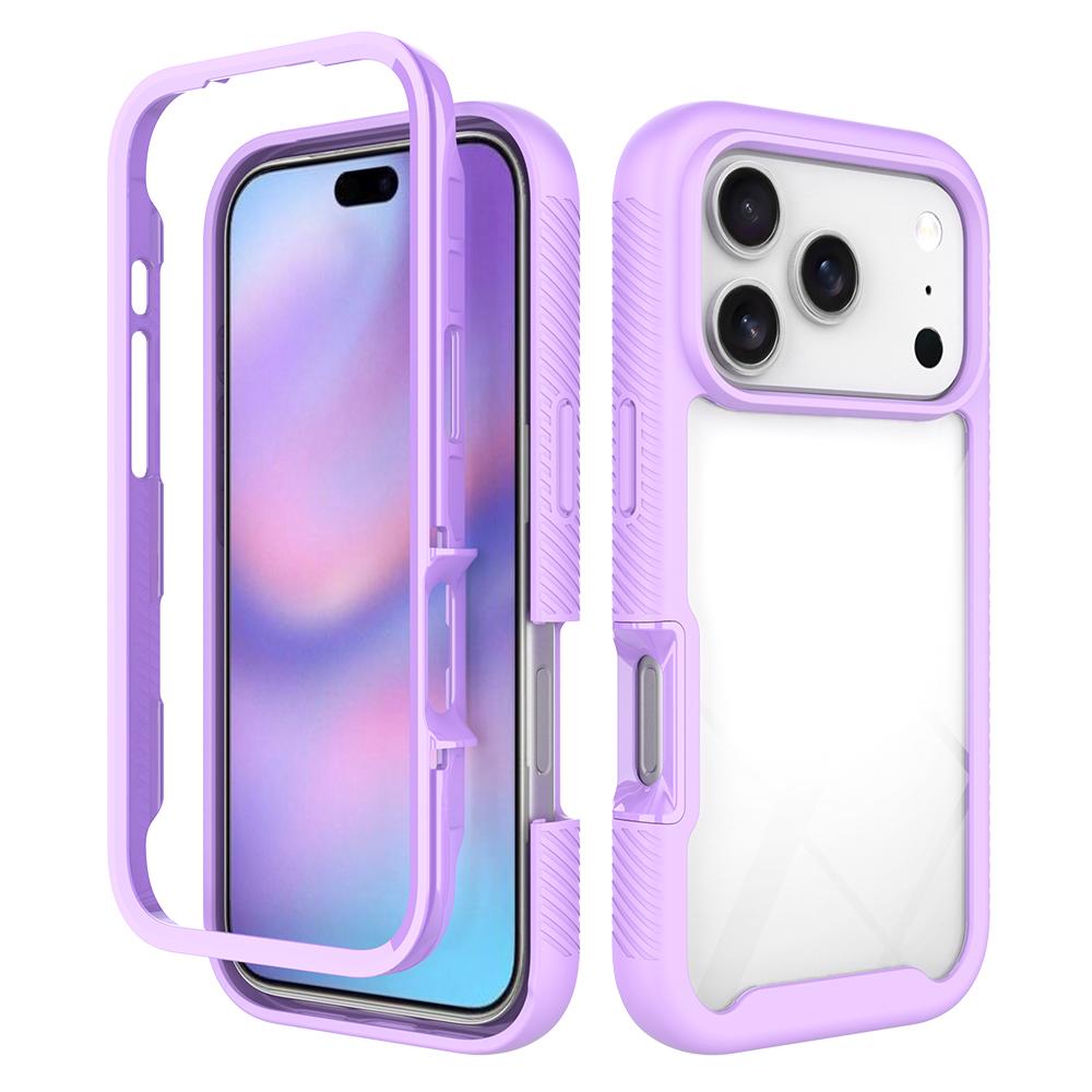 Compatible with iPhone 18 Pro Starry Sky Solid Color Shockproof TPU Clear PC Phone Case - Purple