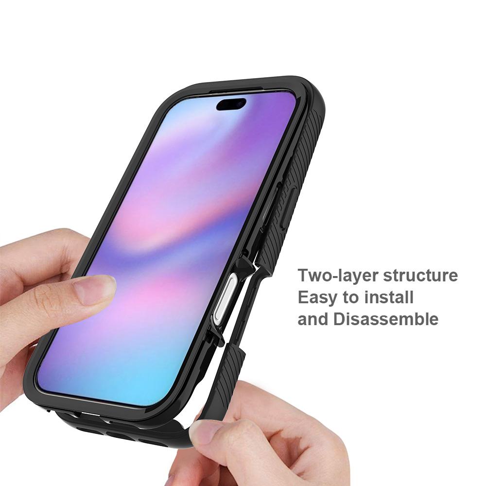 Compatible with iPhone 18 Pro Starry Sky Solid Color Shockproof TPU Clear PC Phone Case - Purple