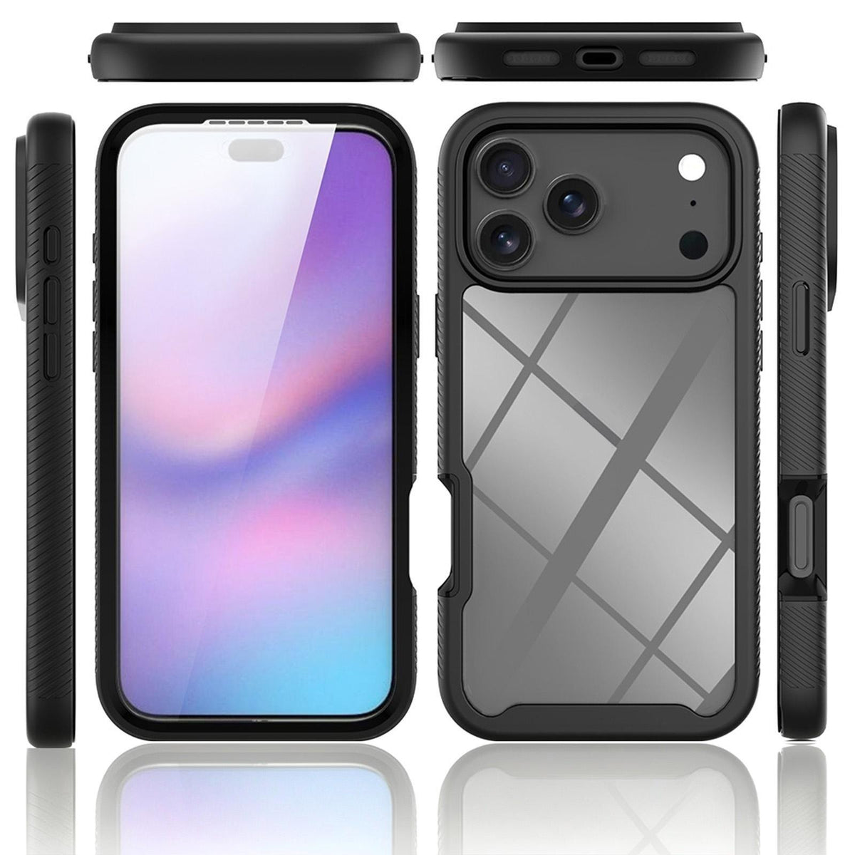 Compatible with iPhone 18 Pro Max Starry Sky Solid Color Series PC + TPU Phone Case with PET Film - Red
