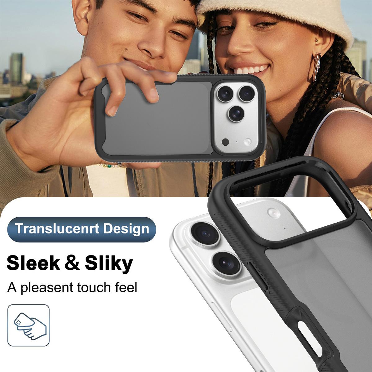Compatible with iPhone 18 Pro Starry Sky Matte Two-Tone TPU Dual-Layer PC Phone Case with Screen Protector - Blue
